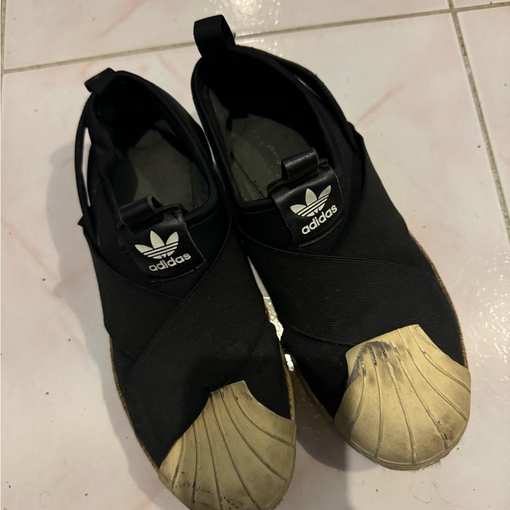 adidas Originals Black Superstar Slip On Sneakers